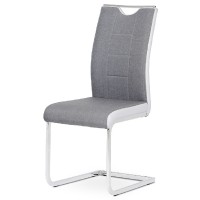 Jídelní židle, chrom / látka šedá s bílými boky  DCL-410 GREY2